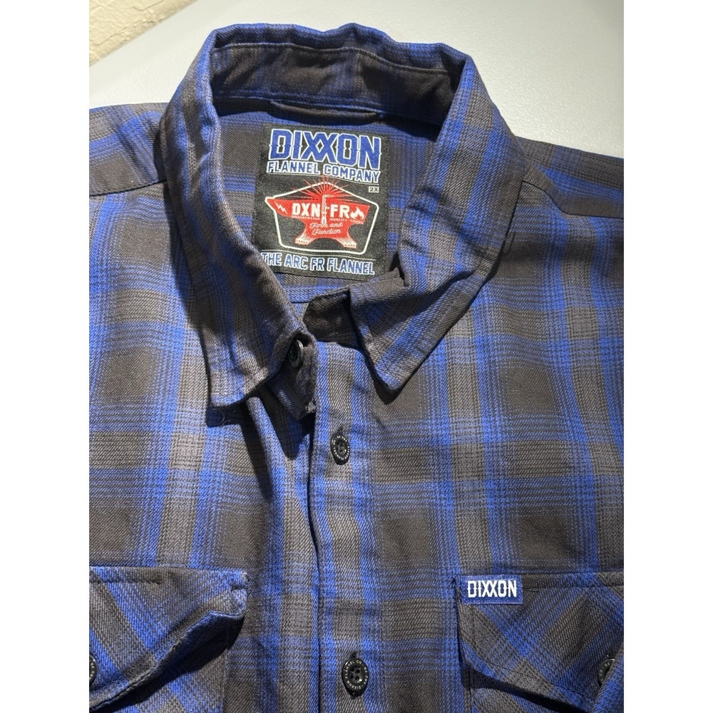 Dixxon The Arc FR Flannel Mens 2XL Blue Black Checkered Button Up Long Sleeve